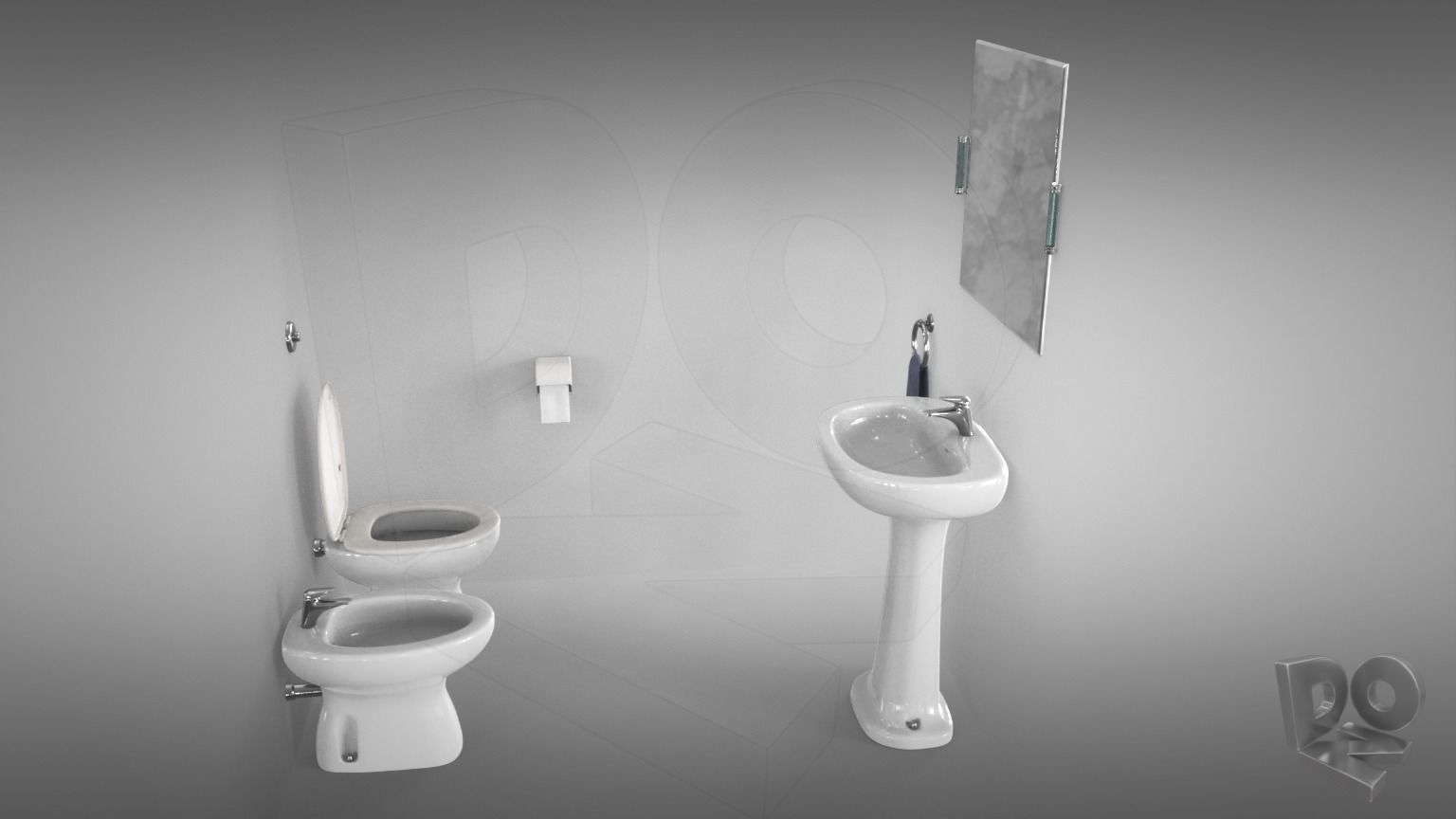 Toilet basic set 3D model_4