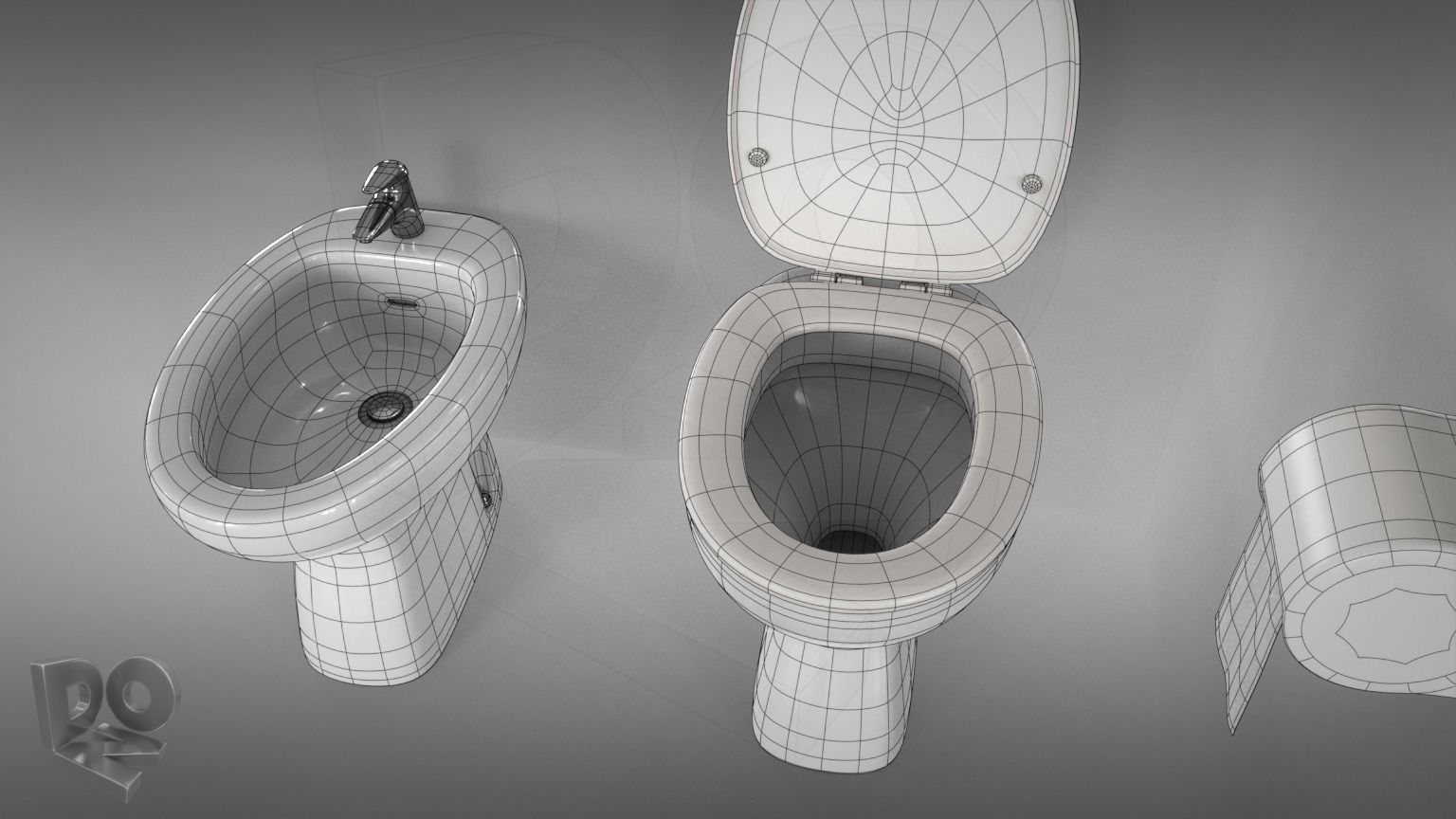 Toilet basic set 3D model_2