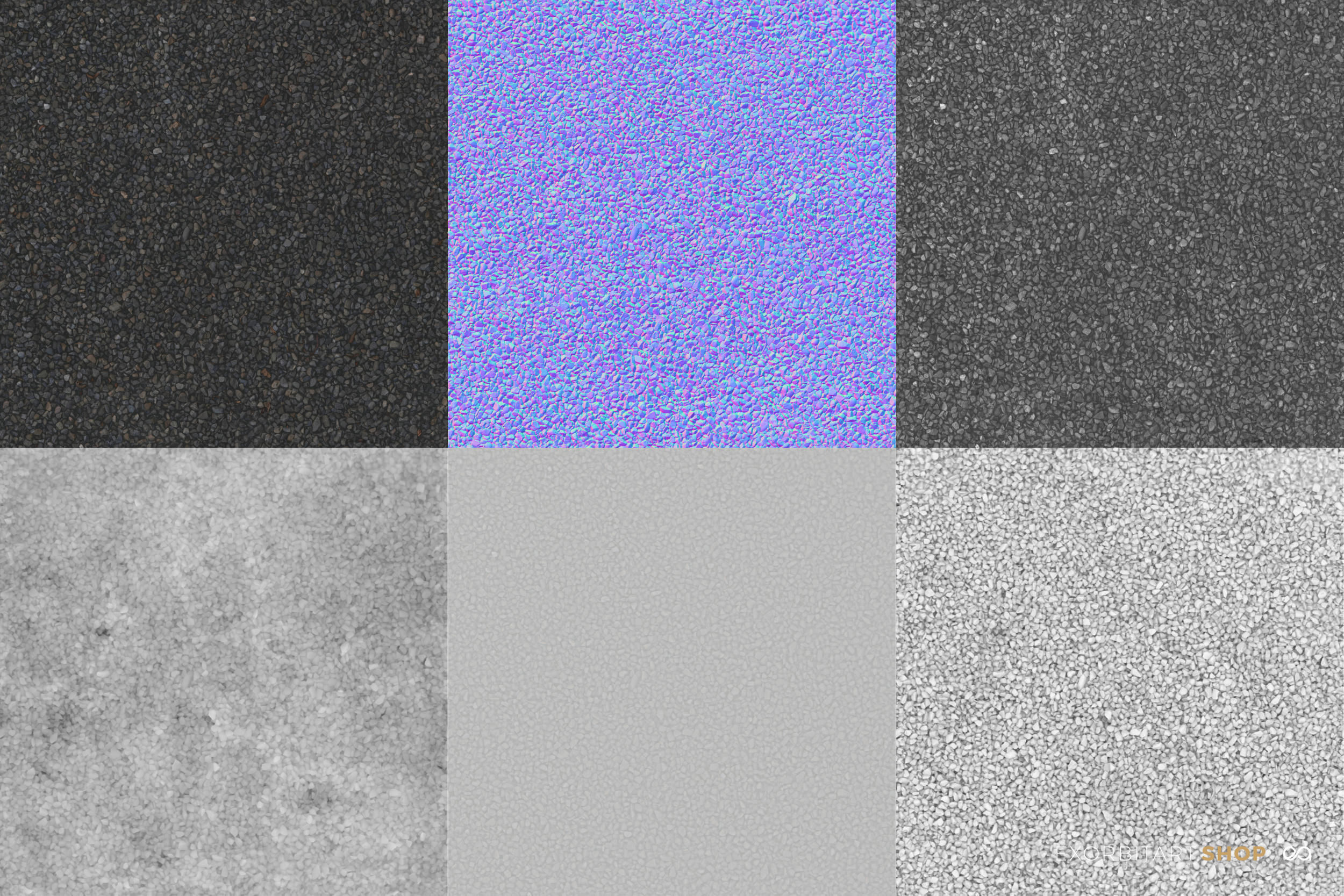 Scanned Seamless Dark Gravel PBR Texture Texture_3