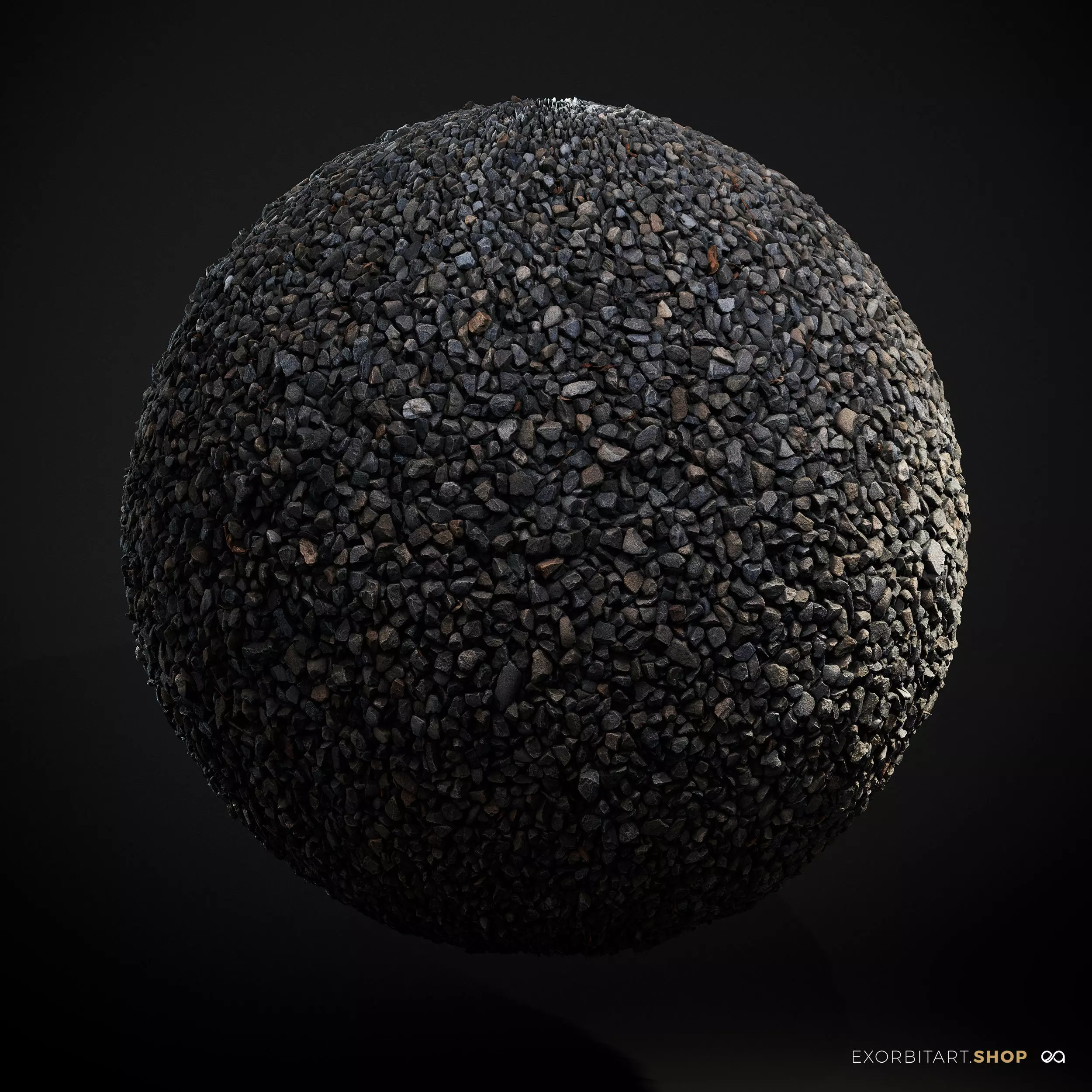 Scanned Seamless Dark Gravel PBR Texture Texture_0