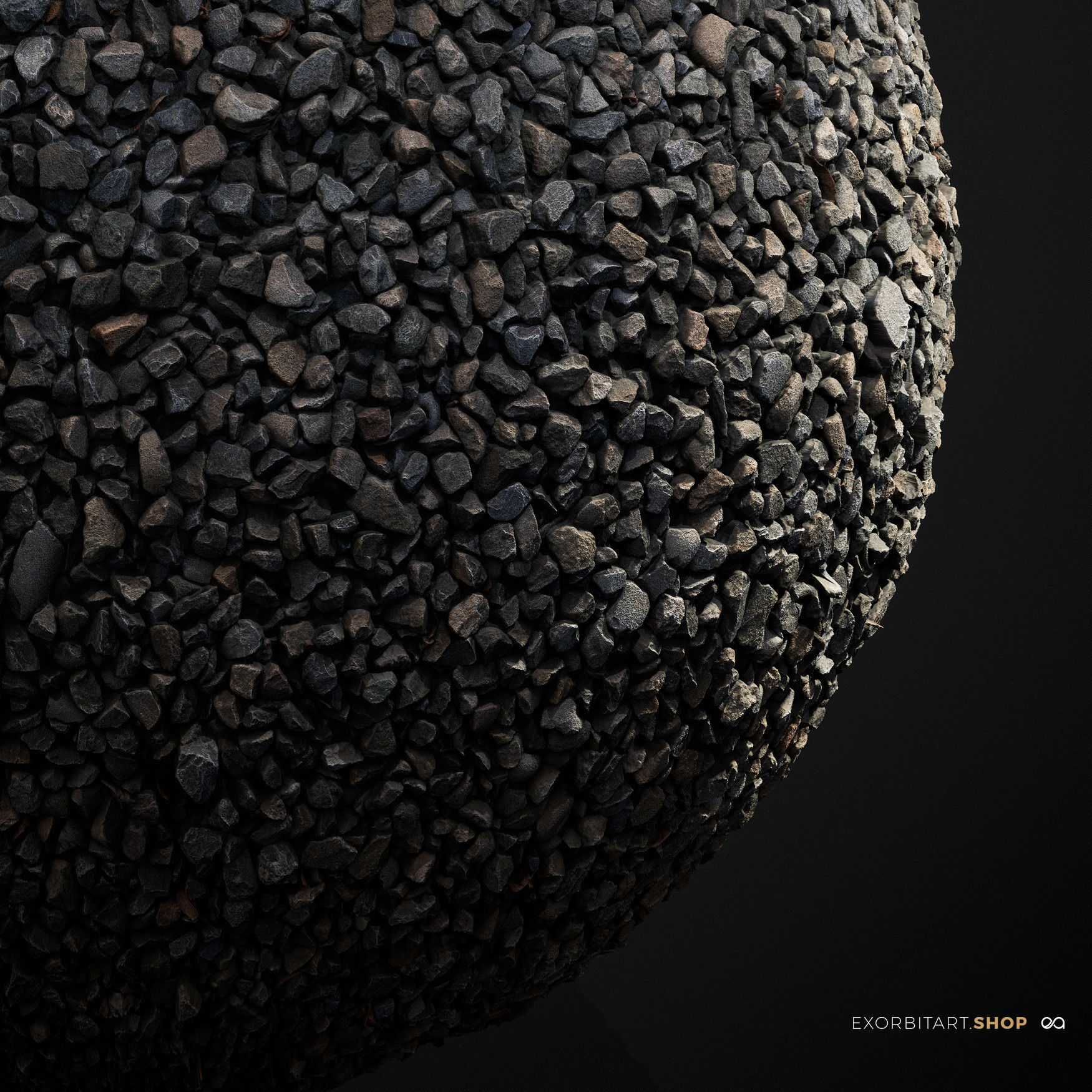 Scanned Seamless Dark Gravel PBR Texture Texture_2