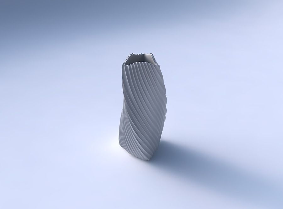 Vase twist triangle with extruded vertical lines 2 3D print model_3
