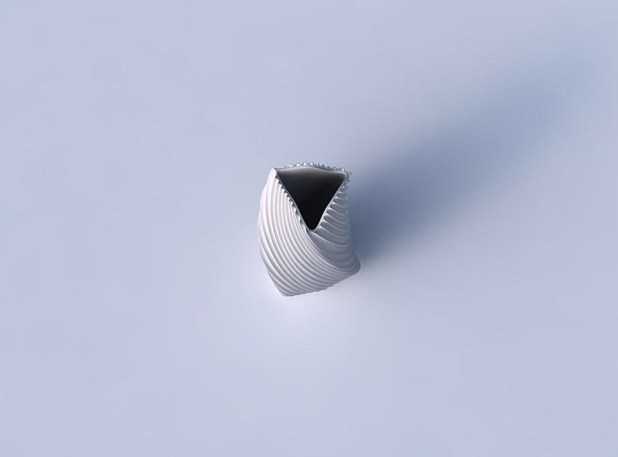 Vase twist triangle with extruded vertical lines 2 3D print model_2
