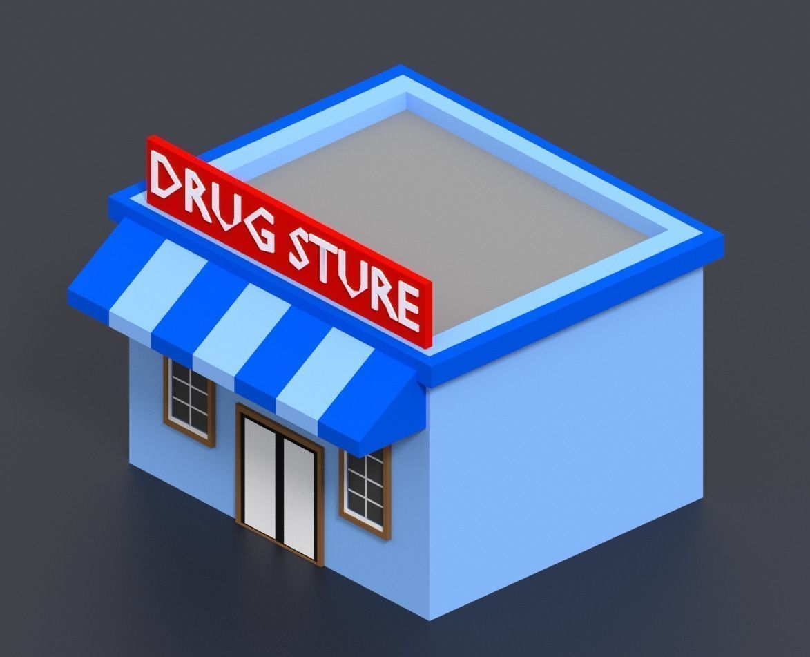 Low Poly City building with windows and balconies Low-poly 3D model_30