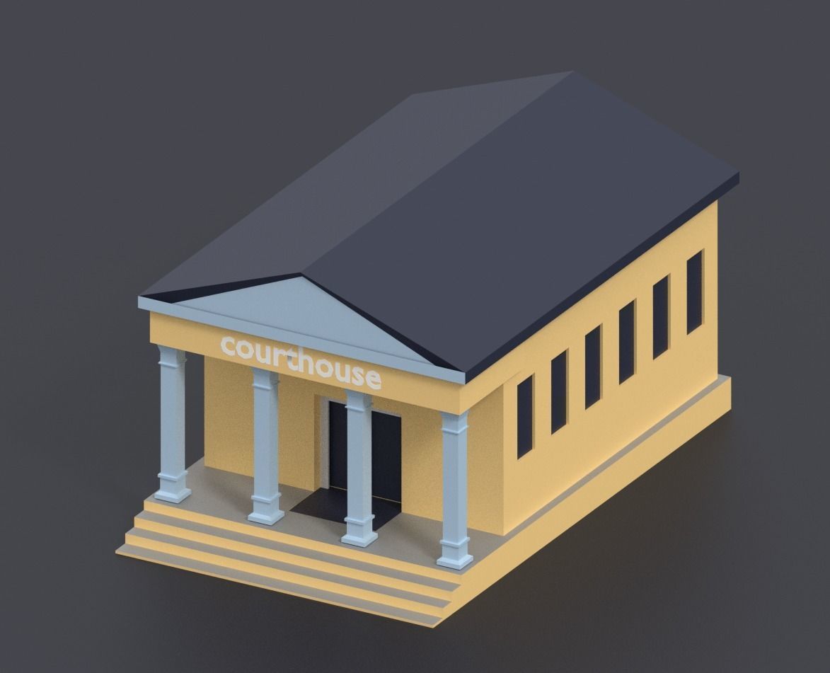 Low Poly City building with windows and balconies Low-poly 3D model_24