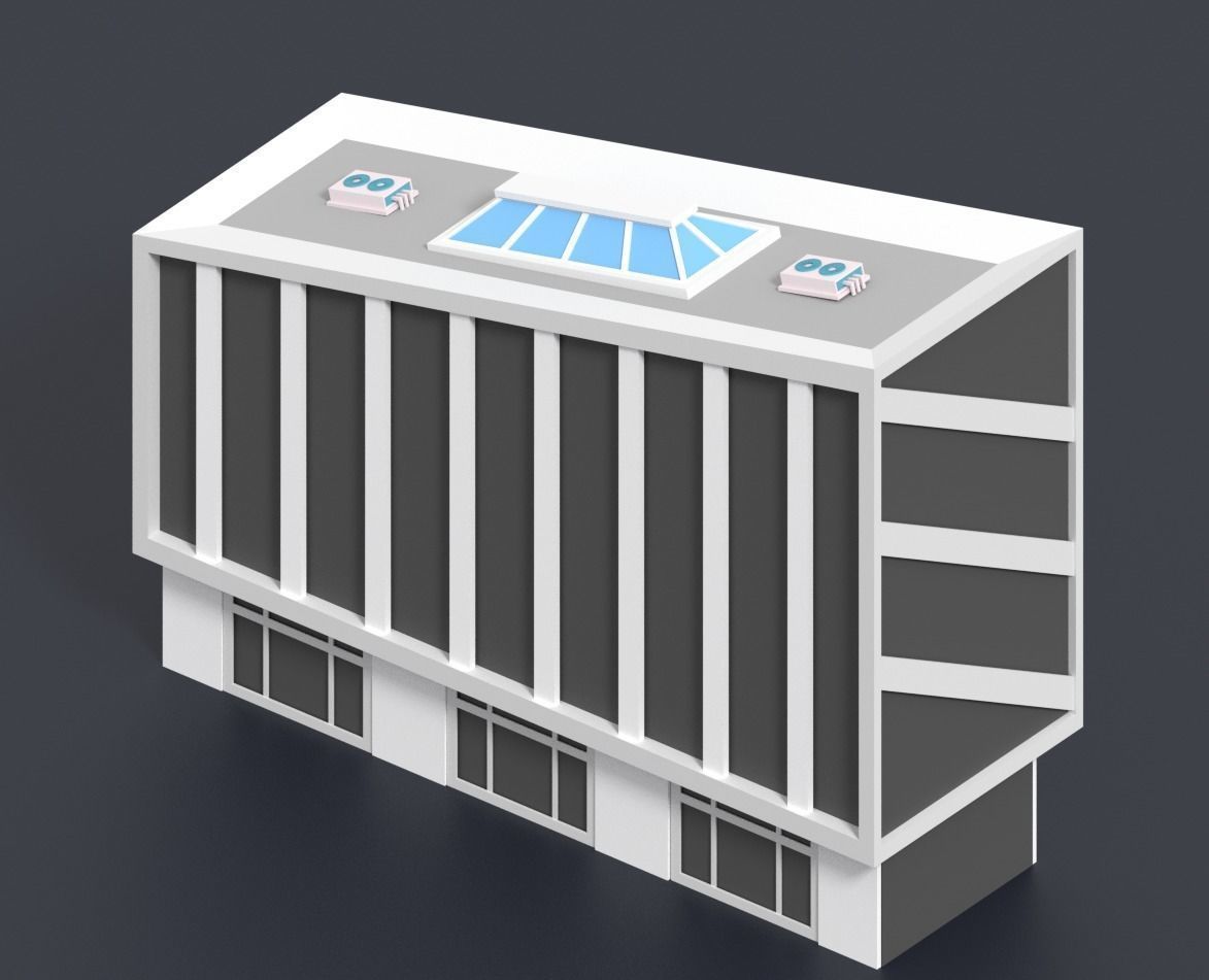 Low Poly City building with windows and balconies Low-poly 3D model_29