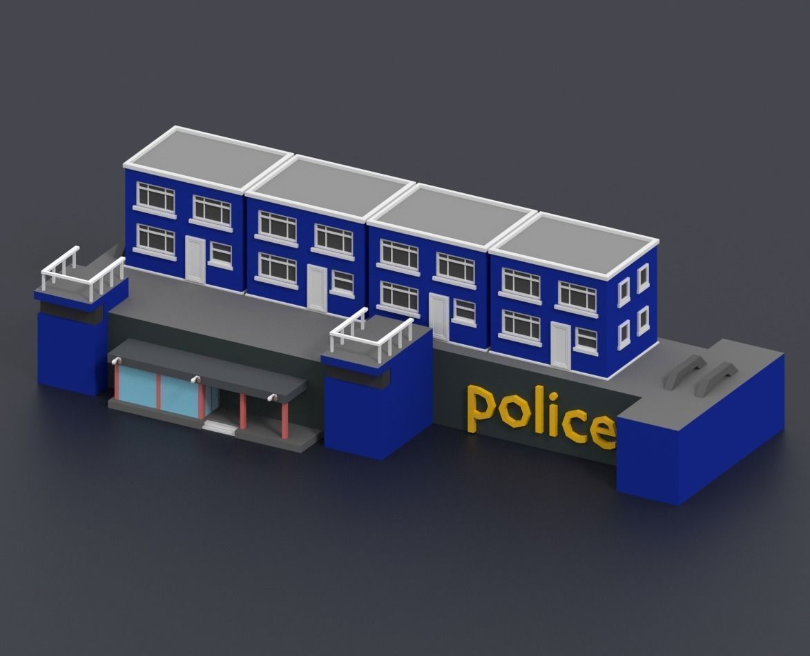 Low Poly City building with windows and balconies Low-poly 3D model_39