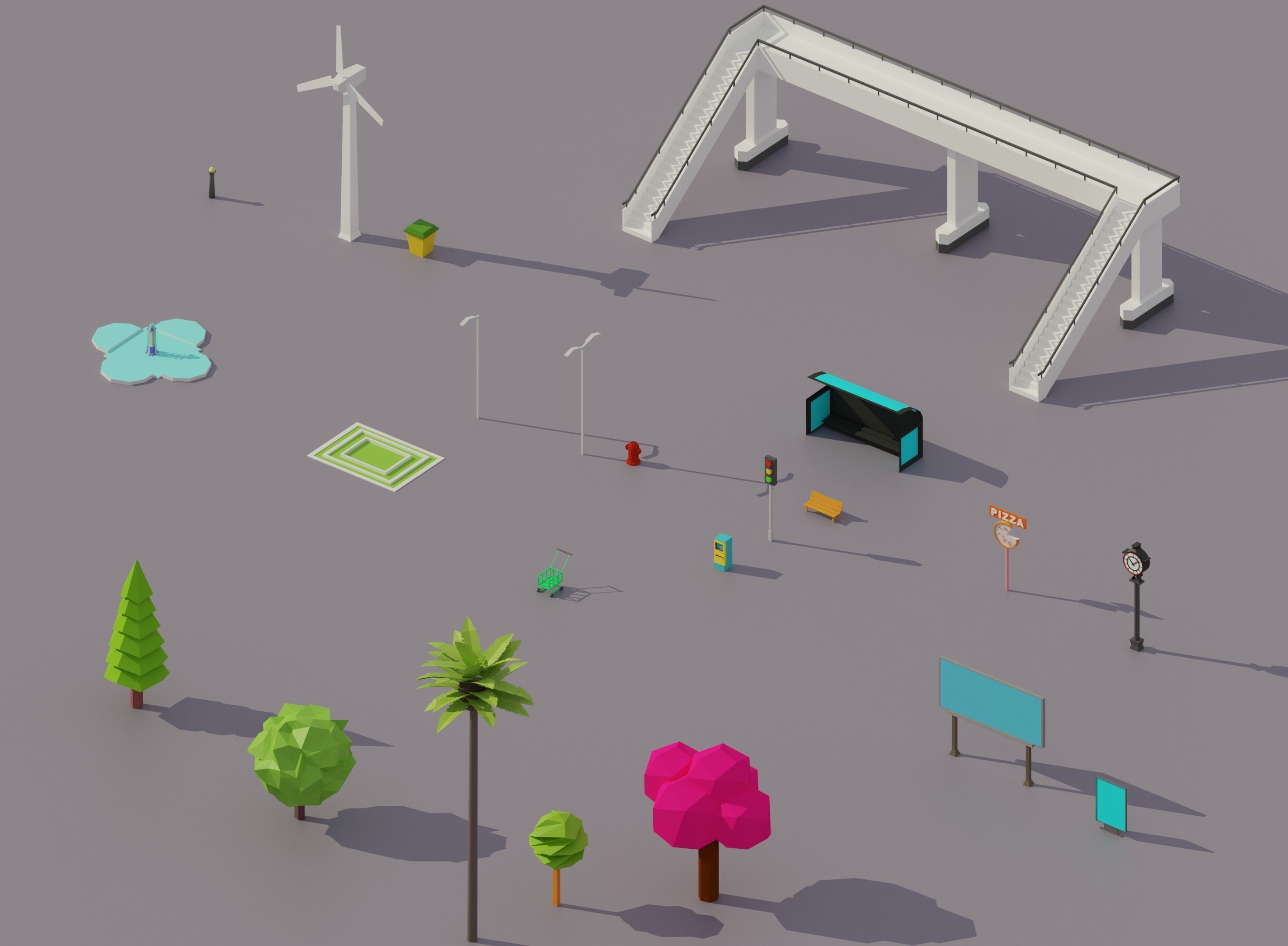 Low Poly City building with windows and balconies Low-poly 3D model_44