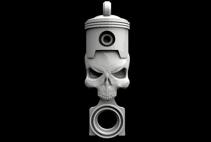 Skull piston keychain 1 3D print model