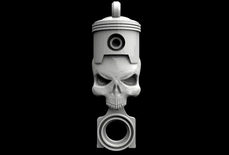 Skull piston keychain 1
