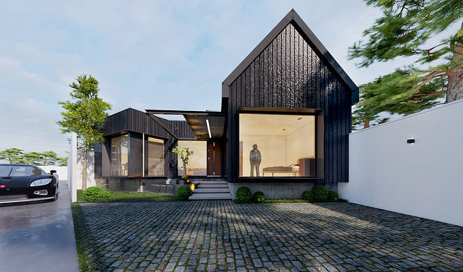 BlackwoodHouse modern house with siding 3D model