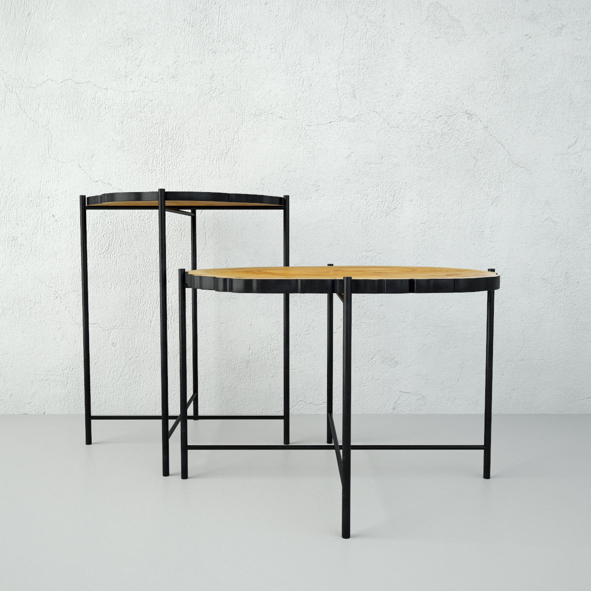 Teak Stump Side Tables 3D model_5