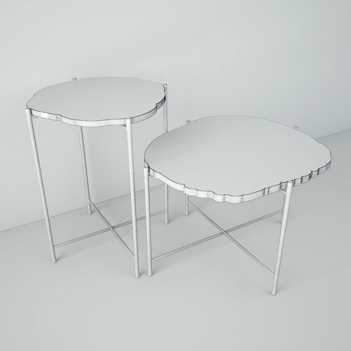 Teak Stump Side Tables 3D model_2