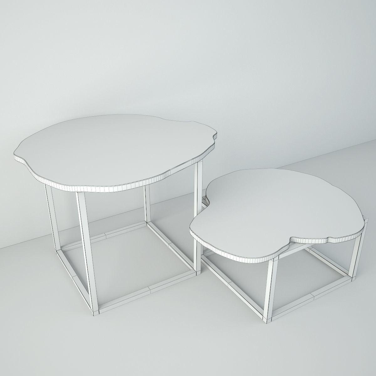 Teak Stump Side Tables 3D model_2