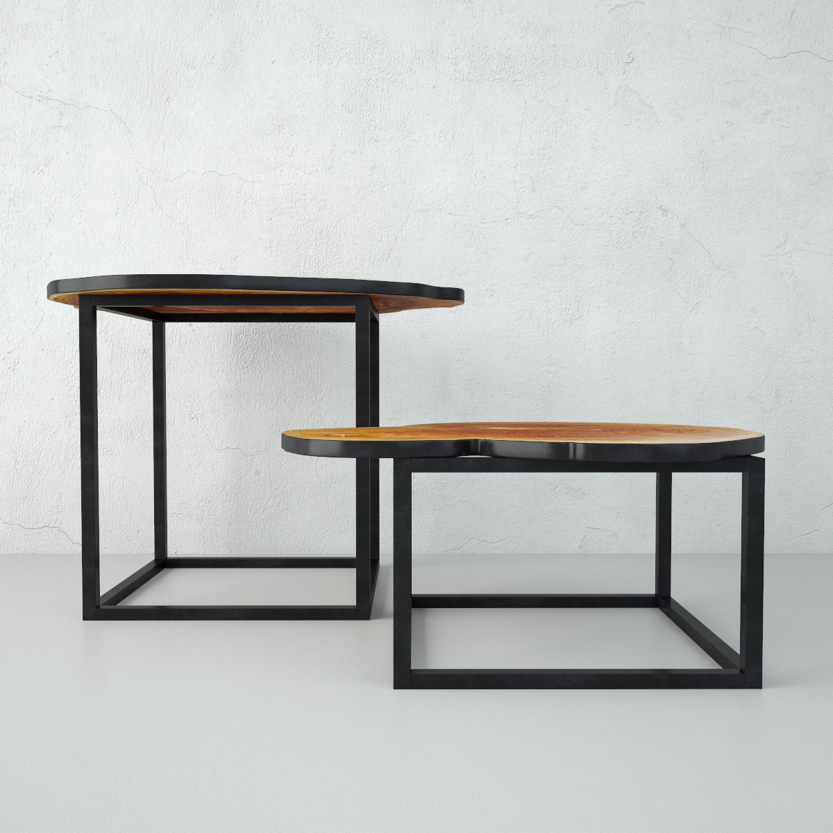 Teak Stump Side Tables 3D model_5