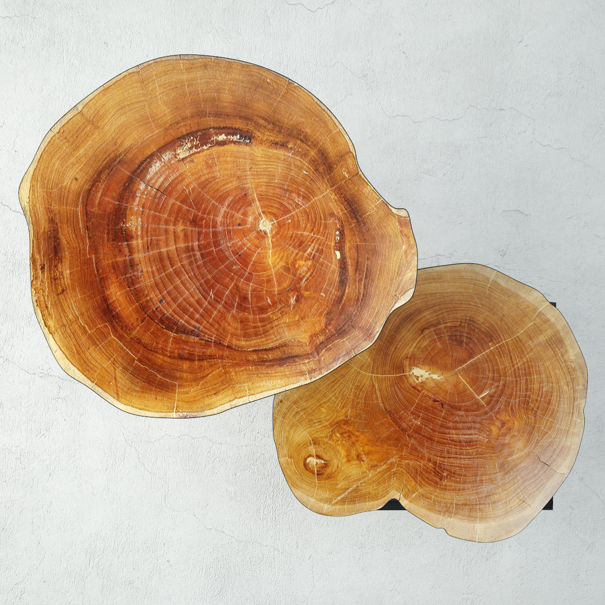 Teak Stump Side Tables 3D model_3