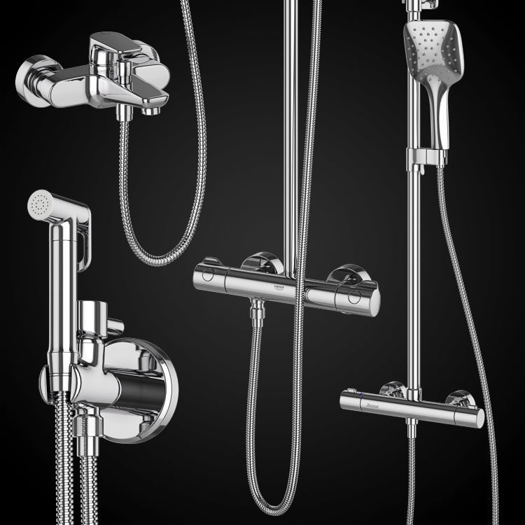 Shower systems Villeroy and Boch -Ravak -GROHE set 91 3D model_3