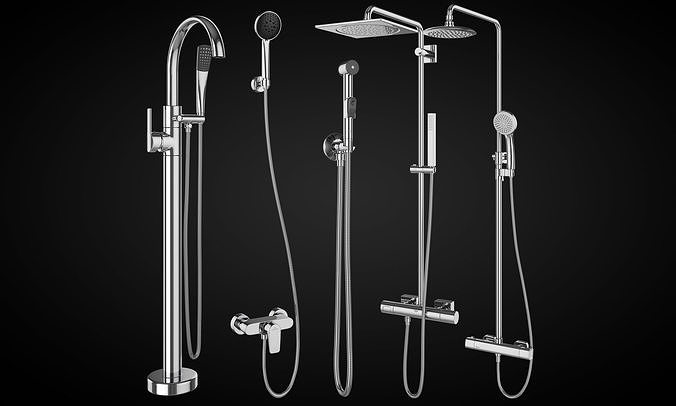 Shower systems Villeroy and Boch -Ravak -GROHE set 92 3D model