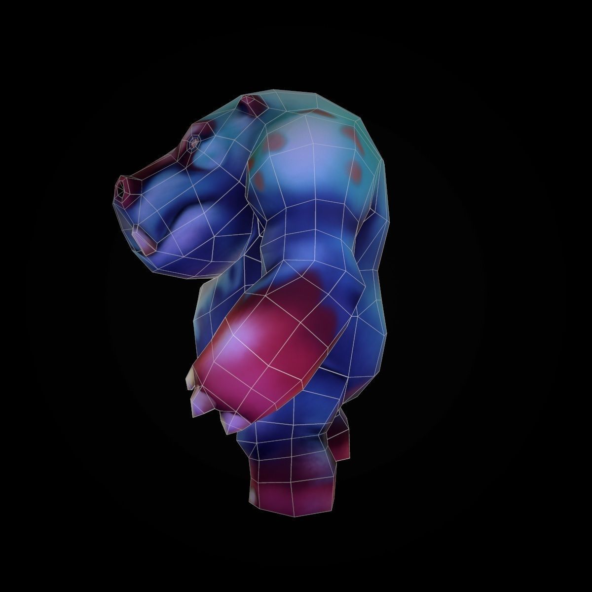 Character Hippo Low-poly 3D model_6