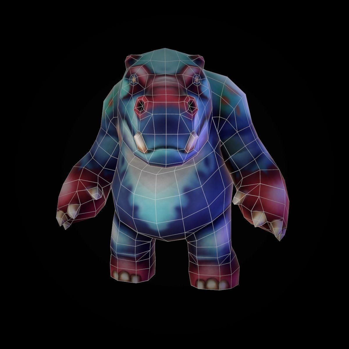 Character Hippo Low-poly 3D model_5