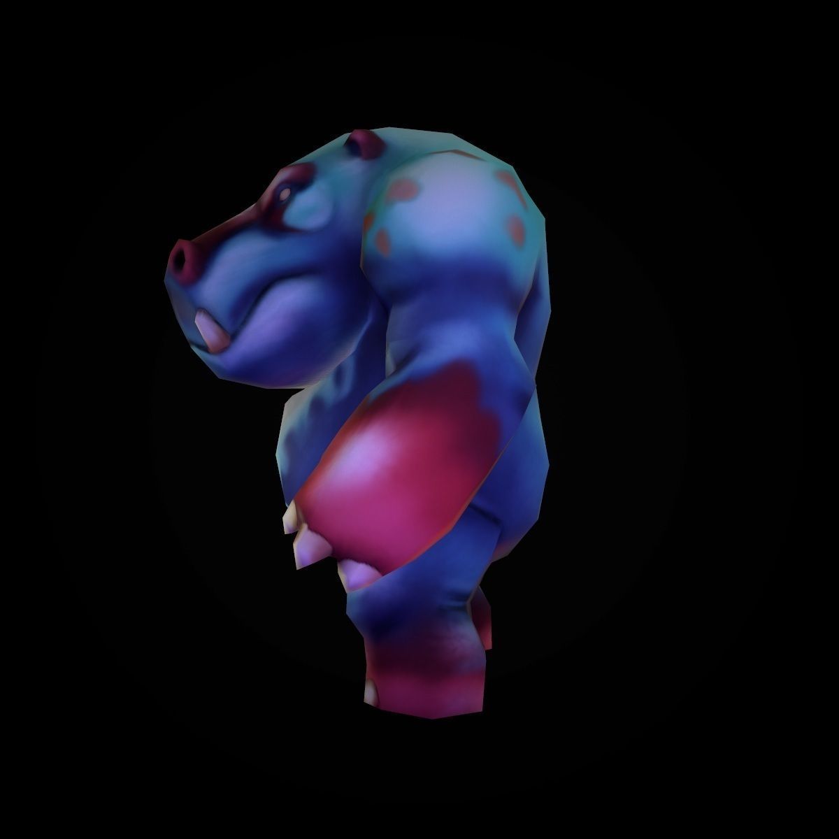 Character Hippo Low-poly 3D model_3