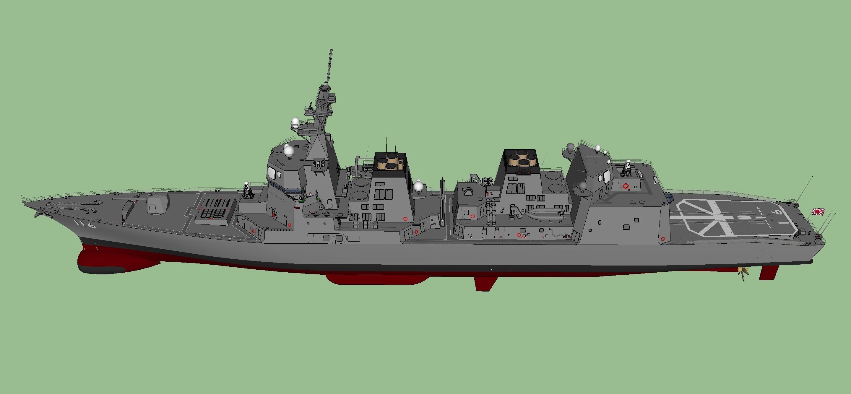 Akizuki Class Destroyer 3D model_7