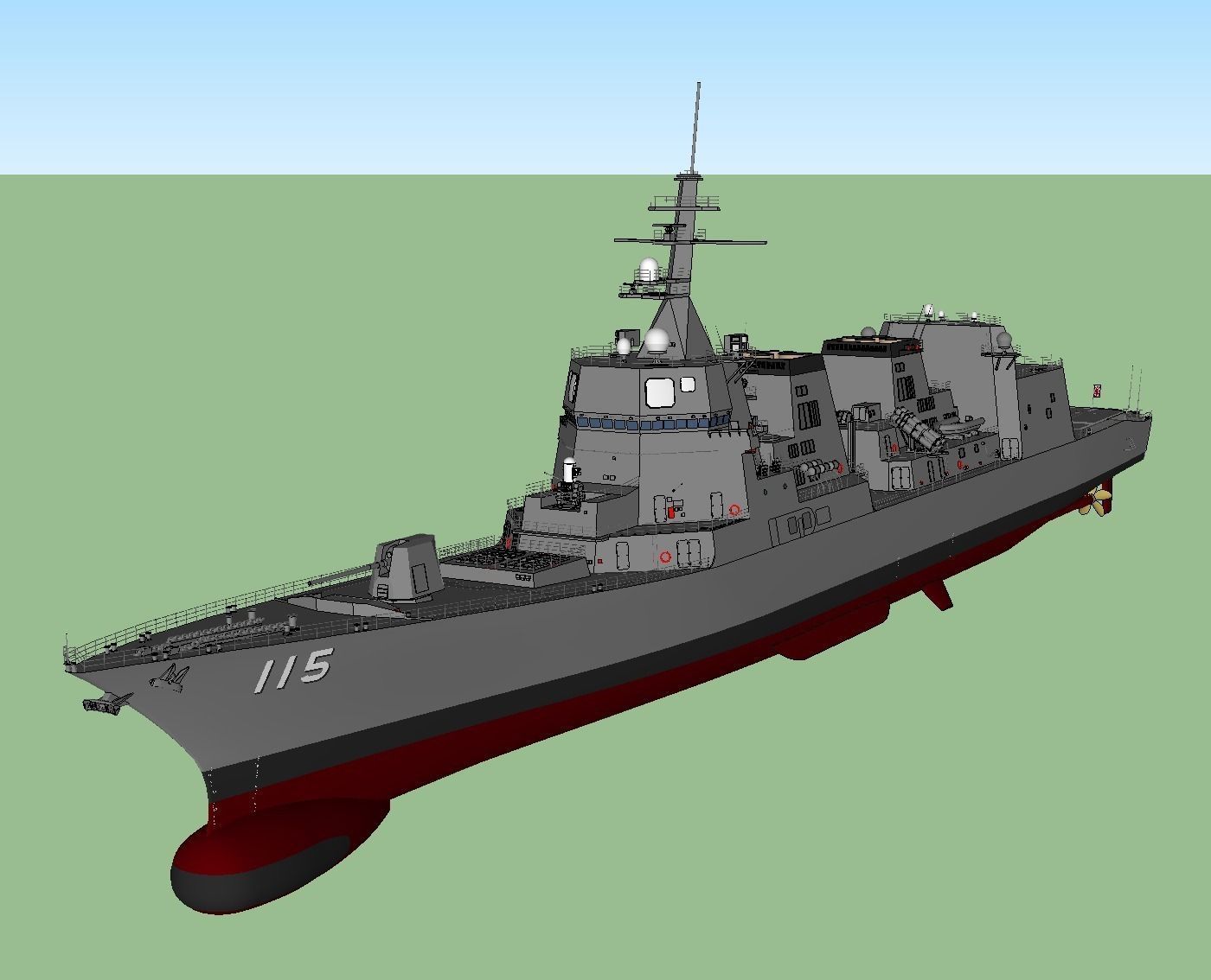 Akizuki Class Destroyer 3D model_3