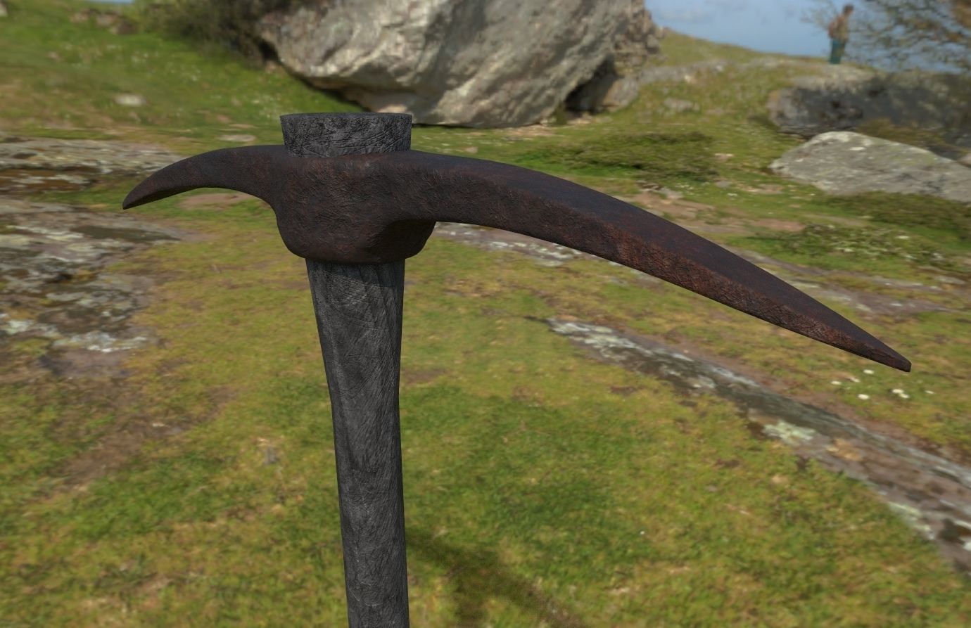 old pickaxe Low-poly 3D model_5
