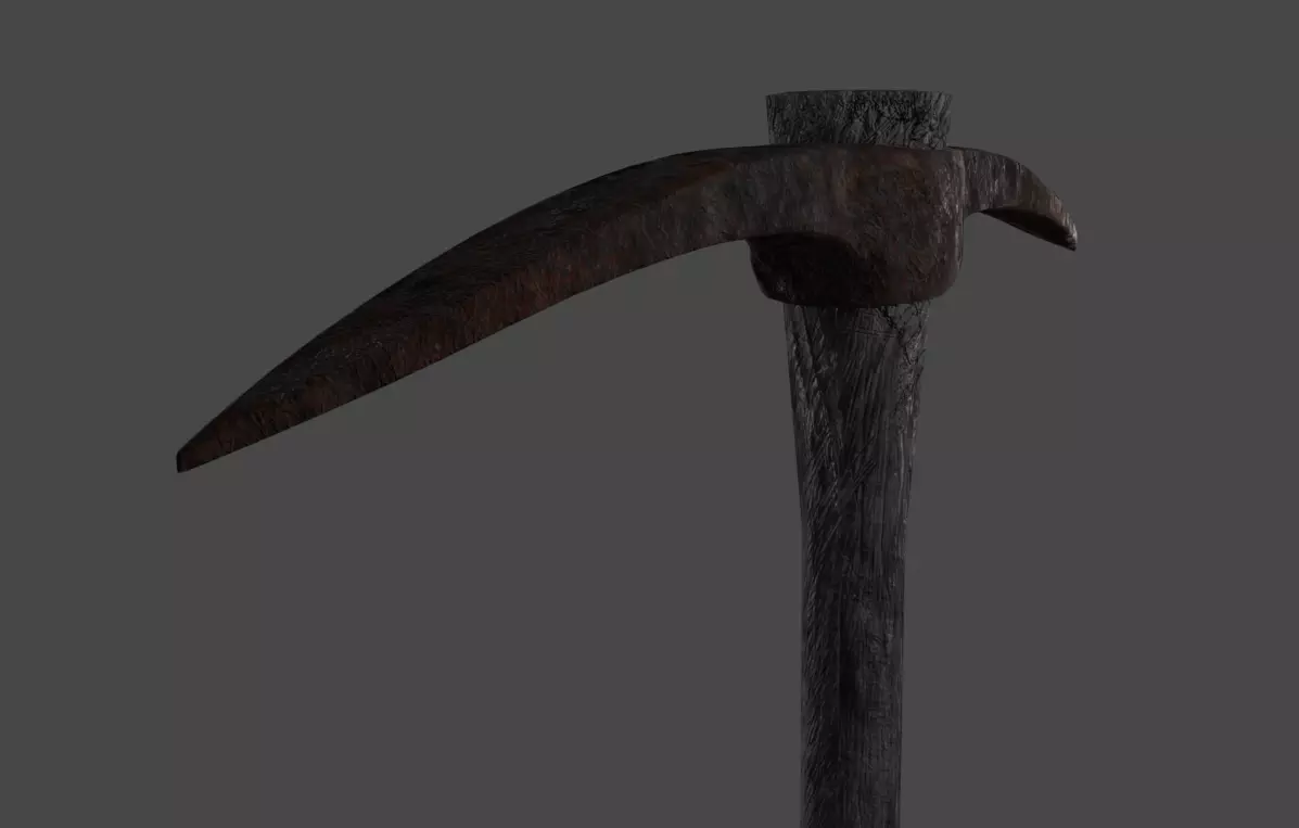old pickaxe Low-poly 3D model_0