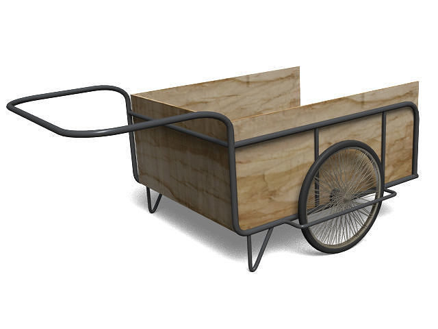 handcart wooden cart - person Free 3D model