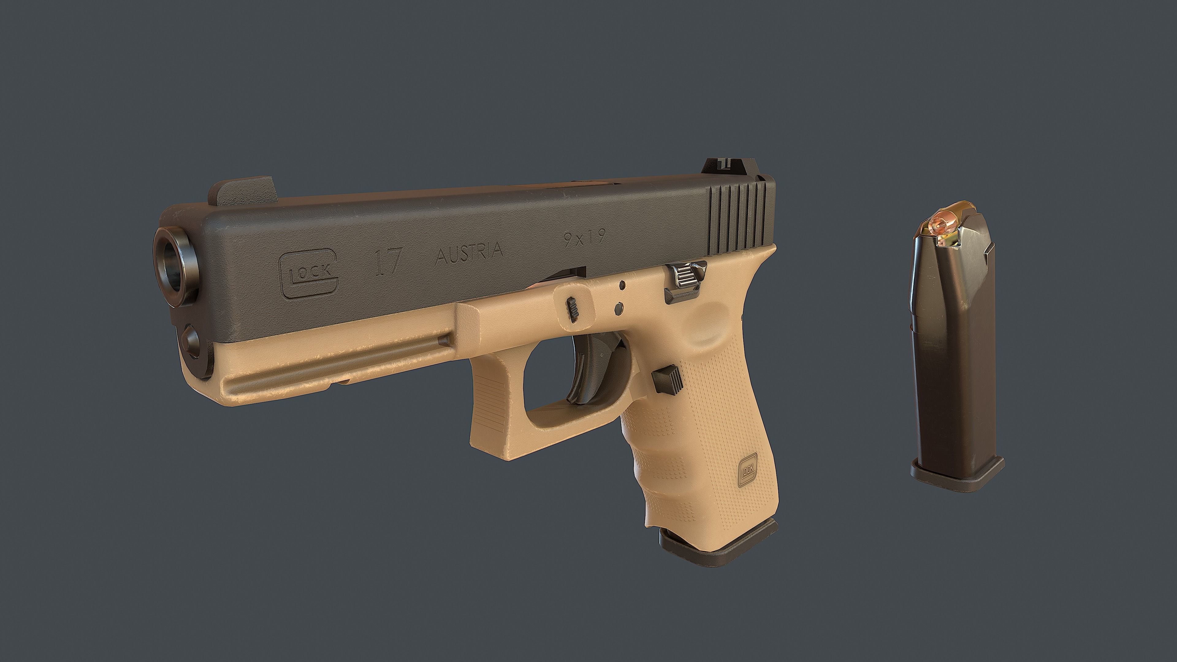 Glock 17 with magazine  3D Model Collection_13