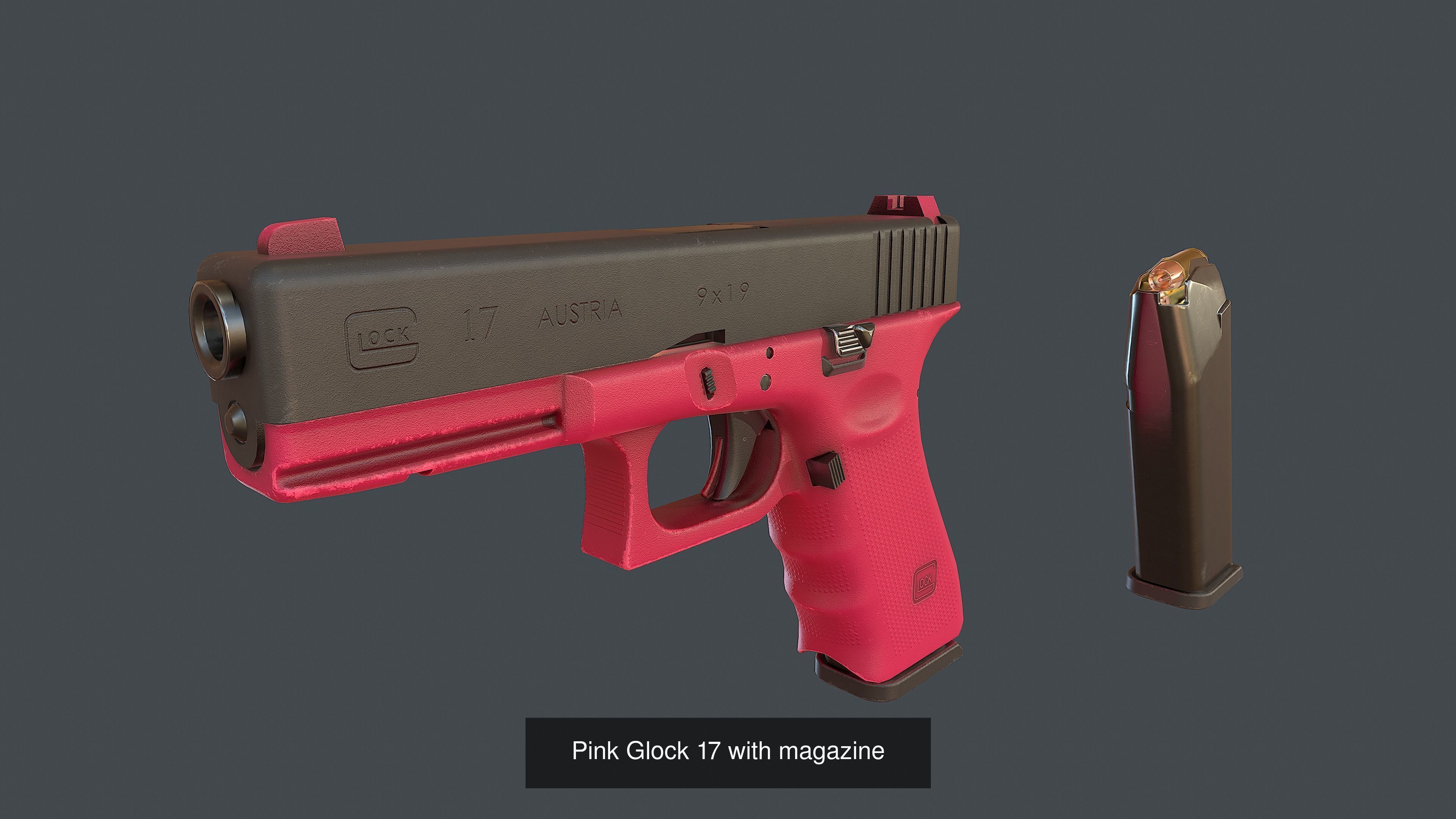 Glock 17 with magazine  3D Model Collection_14