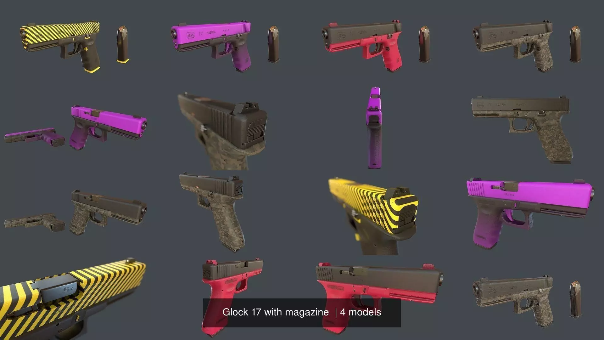 Glock 17 with magazine  3D Model Collection_0