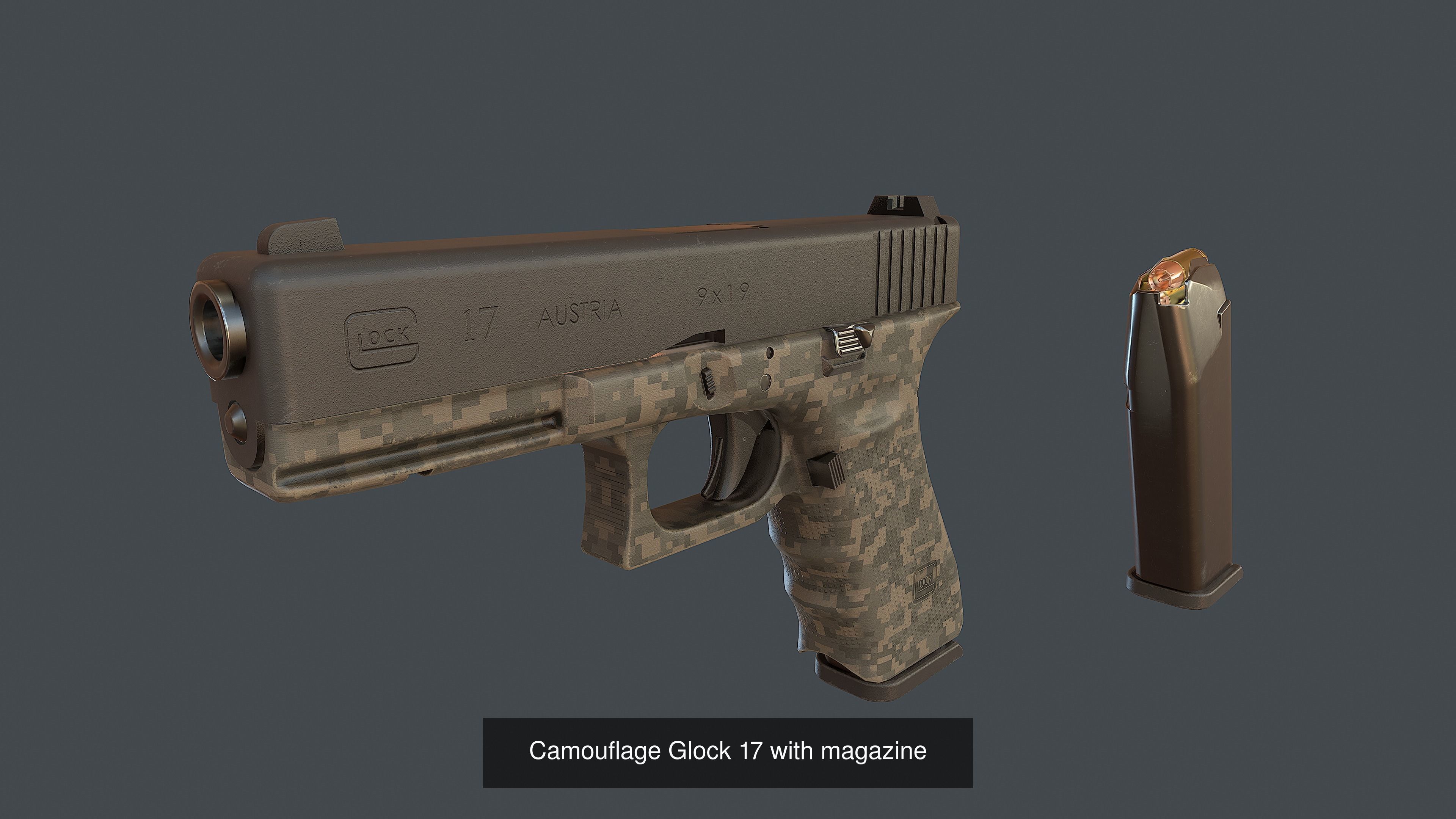 Glock 17 with magazine  3D Model Collection_16
