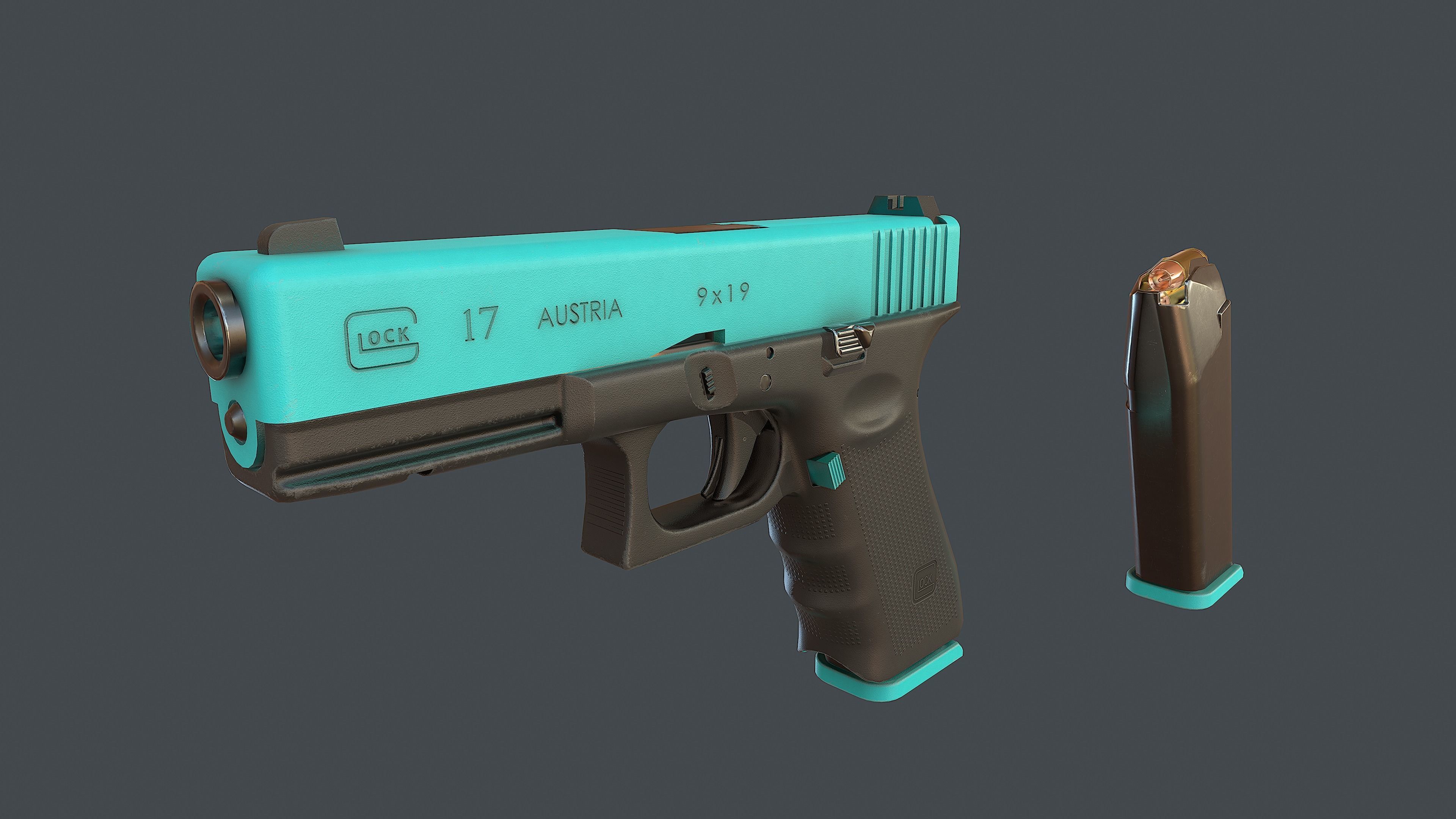 Glock 17 with magazine  3D Model Collection_23