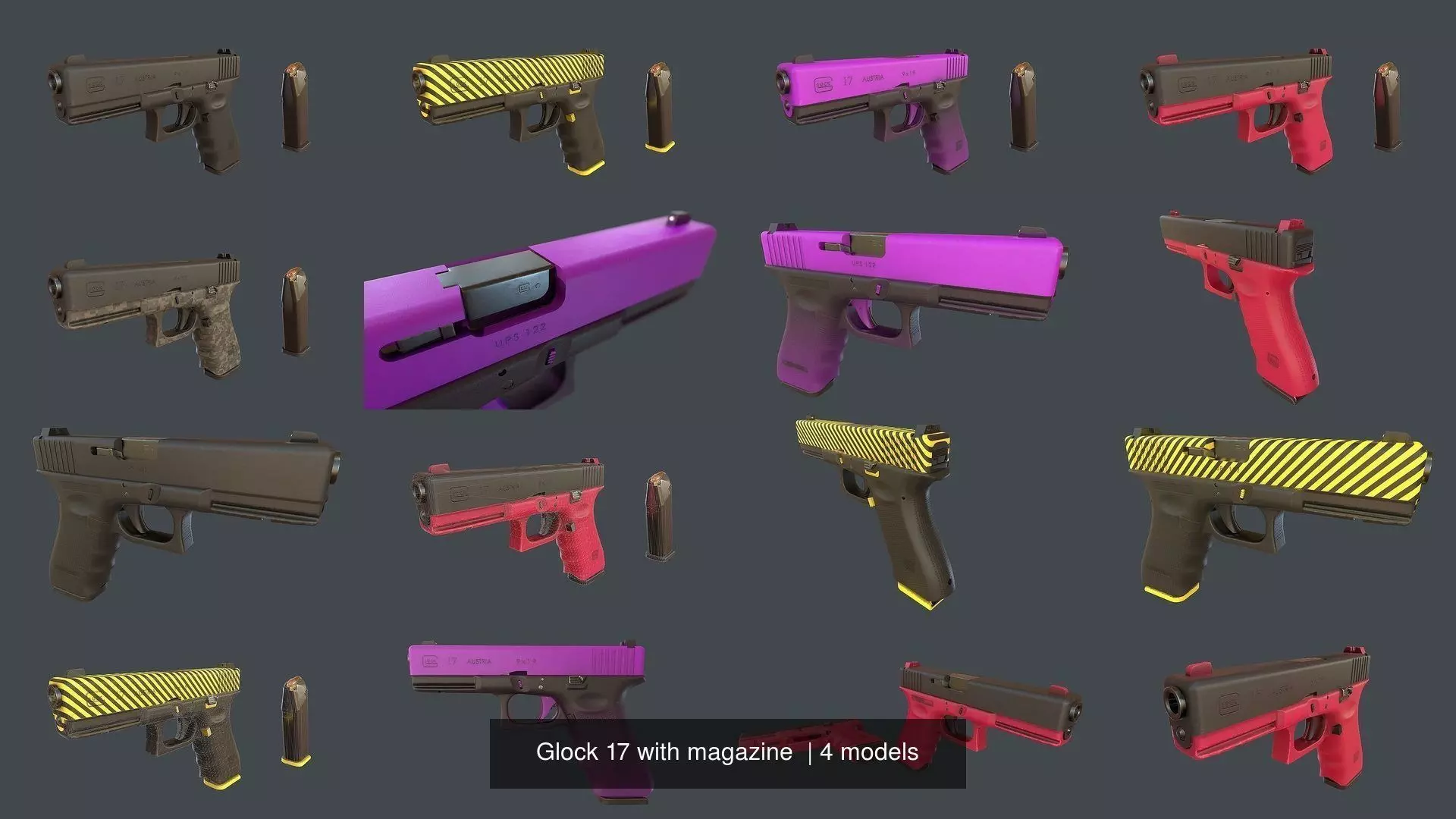 Glock 17 with magazine  3D Model Collection_5