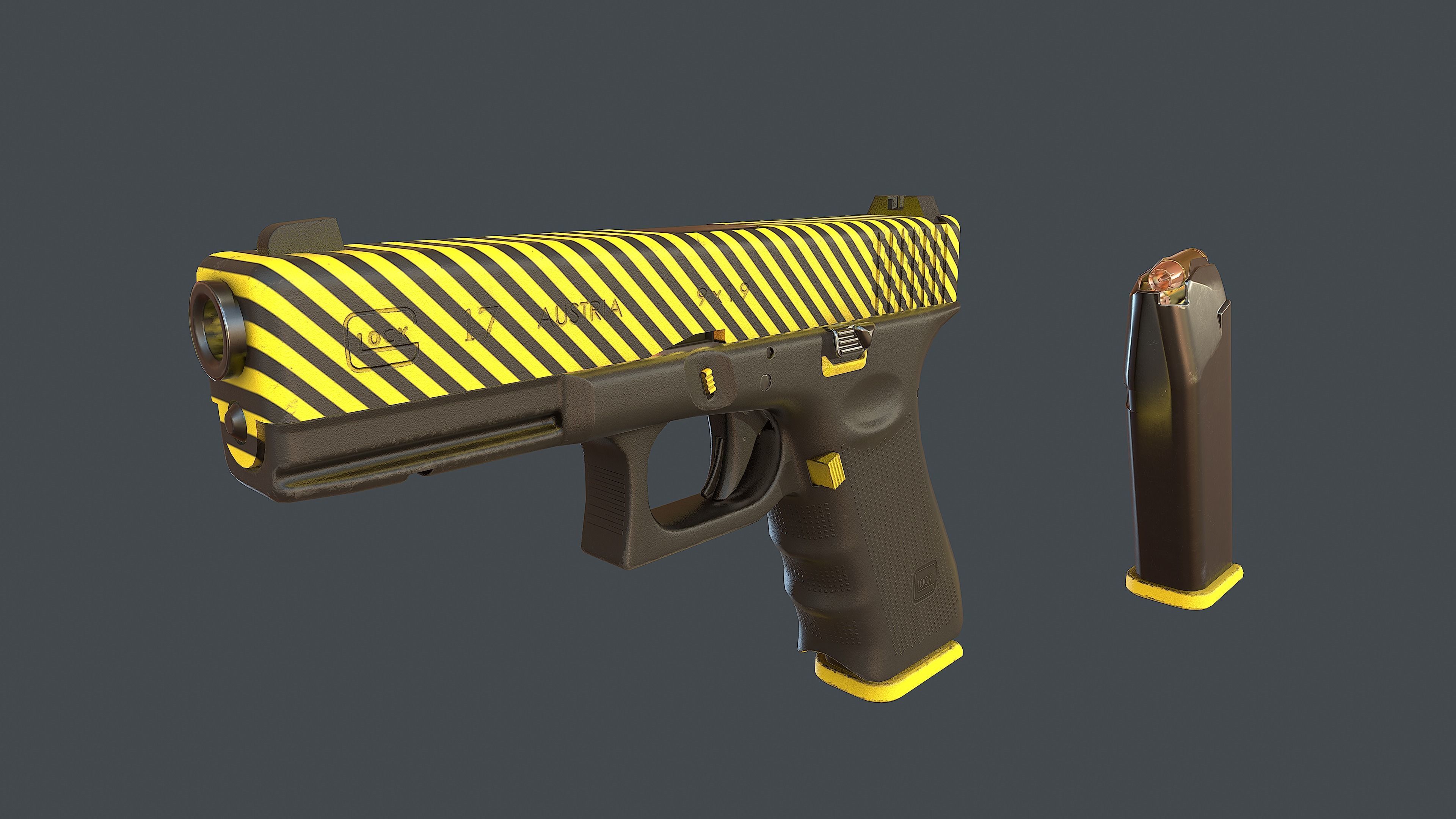 Glock 17 with magazine  3D Model Collection_7