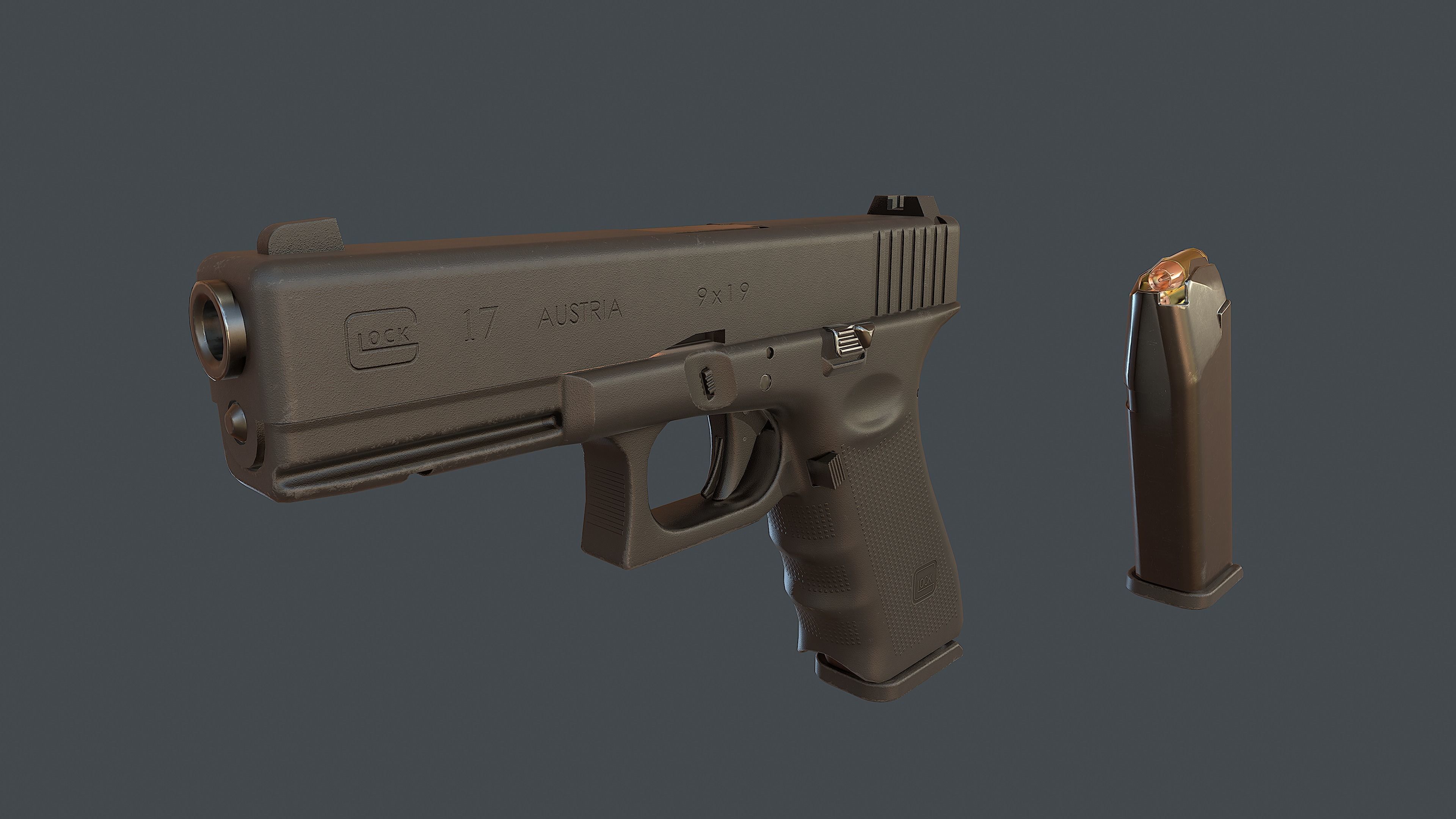 Glock 17 with magazine  3D Model Collection_10