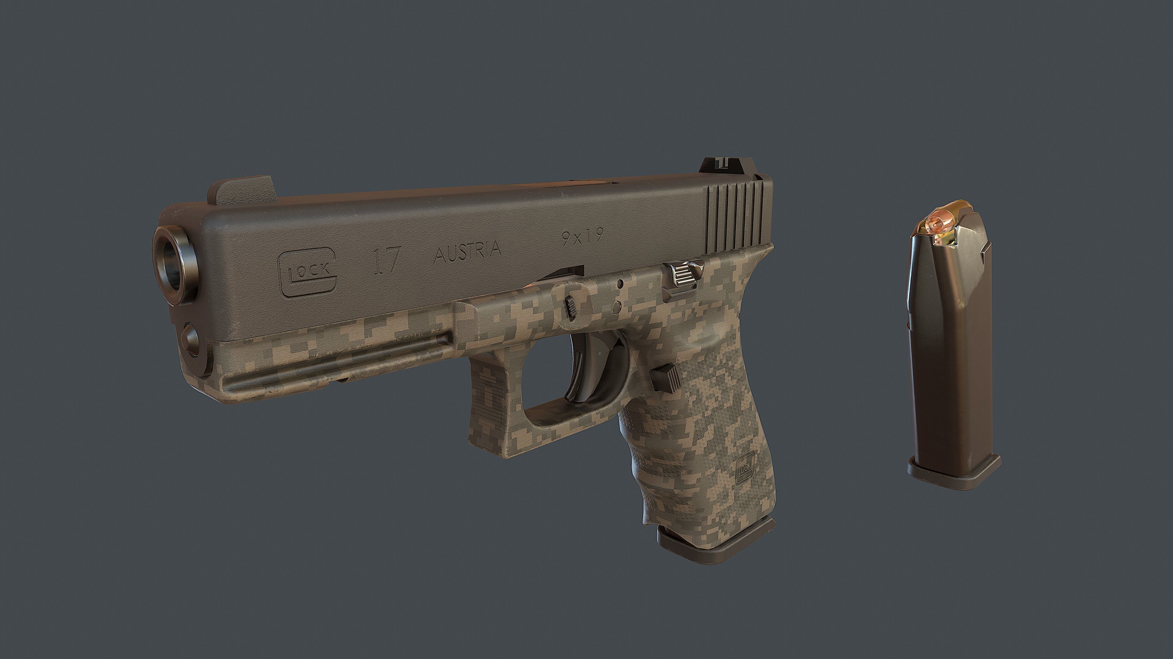 Glock 17 with magazine  3D Model Collection_21