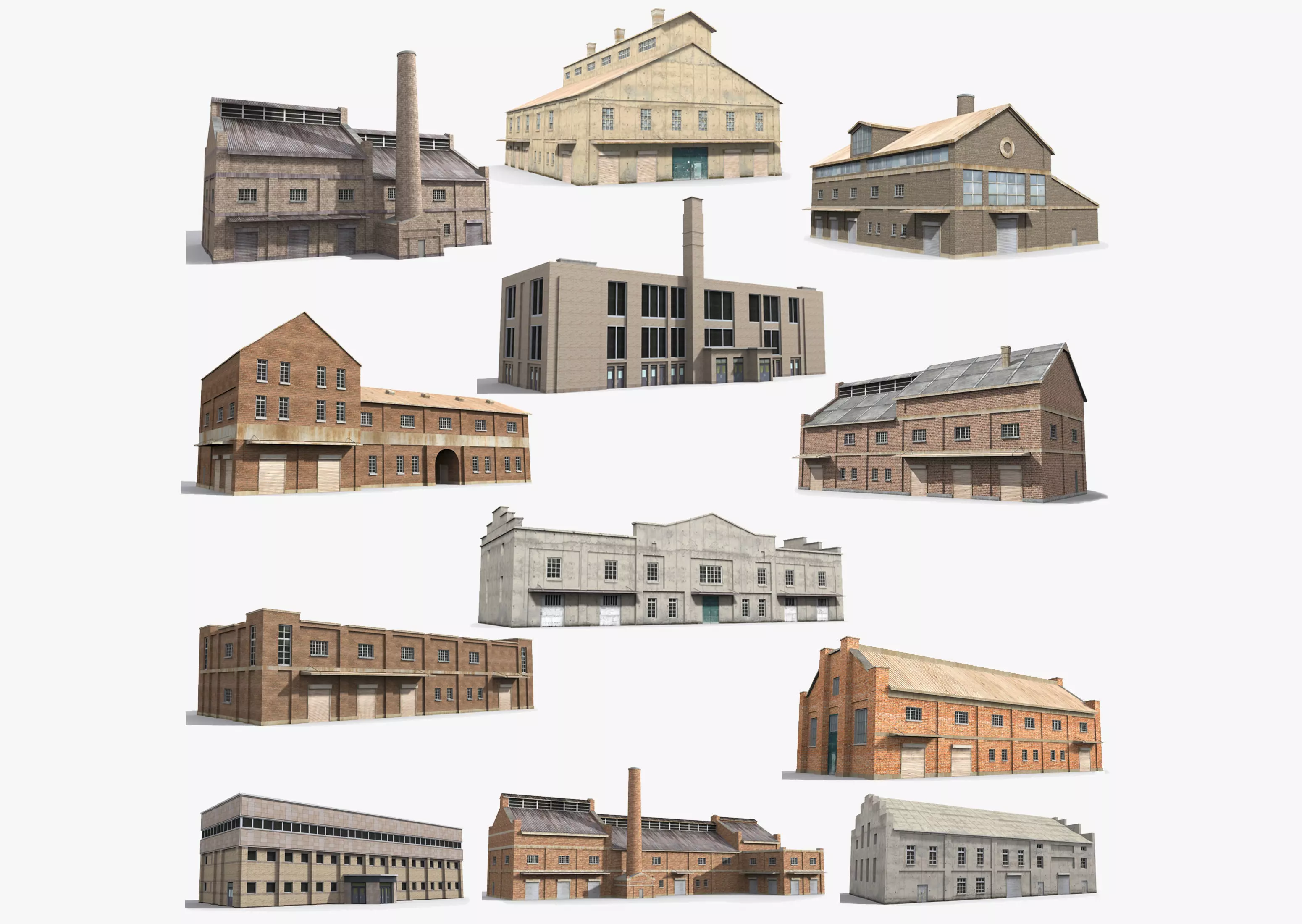 12  Factory Collection Low-poly 3D model _0