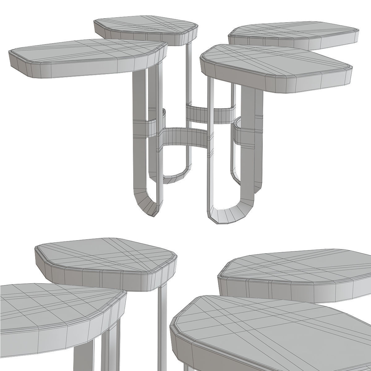 Coffee table 3d model collection 10 pieces Low-poly 3D model_27