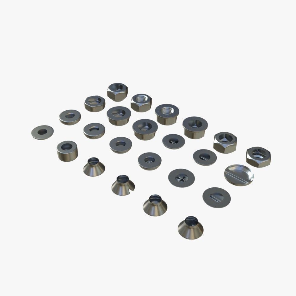 Screw and bolt heads 3D model_15