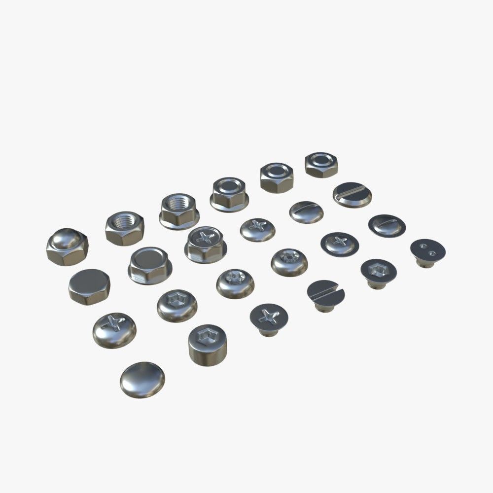Screw and bolt heads 3D model_6