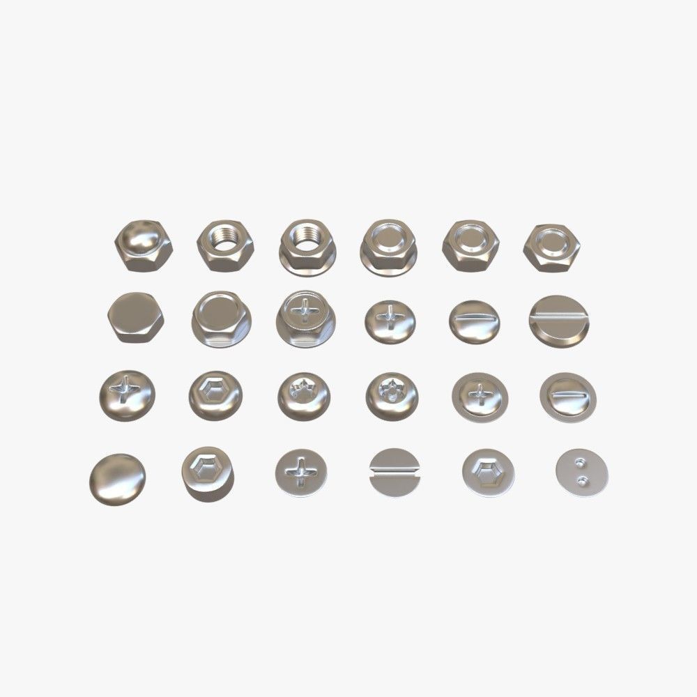 Screw and bolt heads 3D model_3