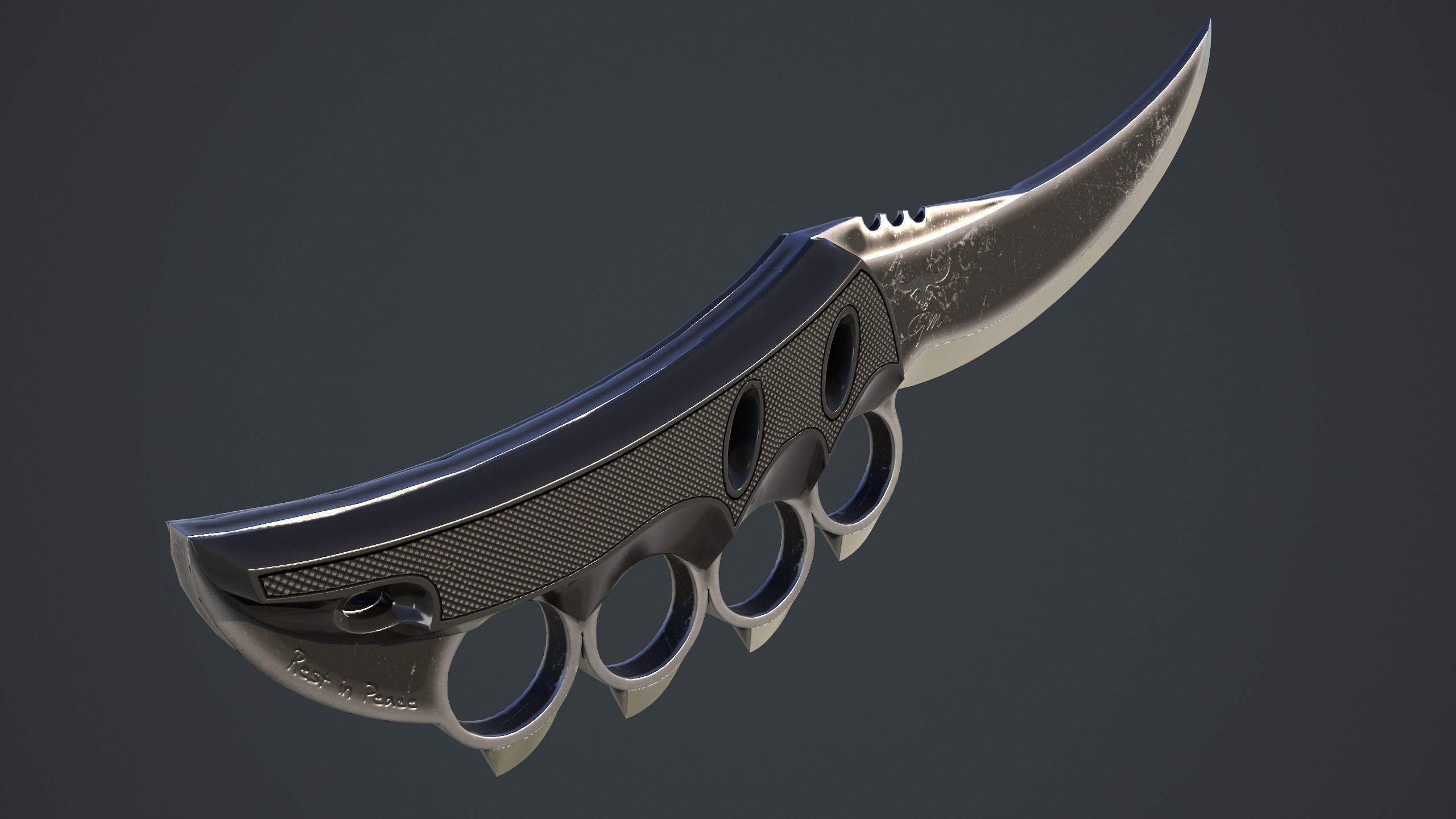 New Design of Knife Low-poly 3D model_6