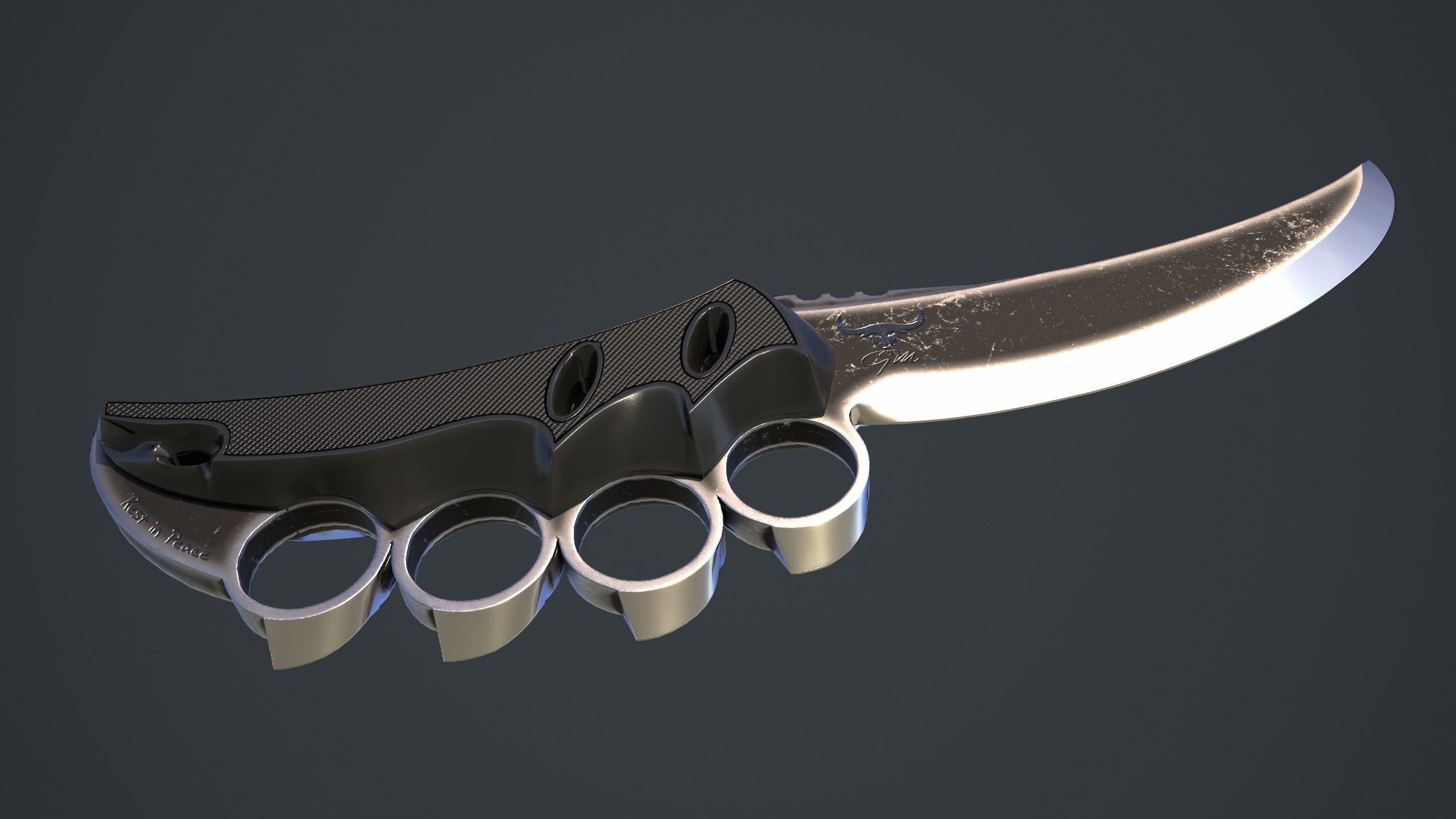 New Design of Knife Low-poly 3D model_5