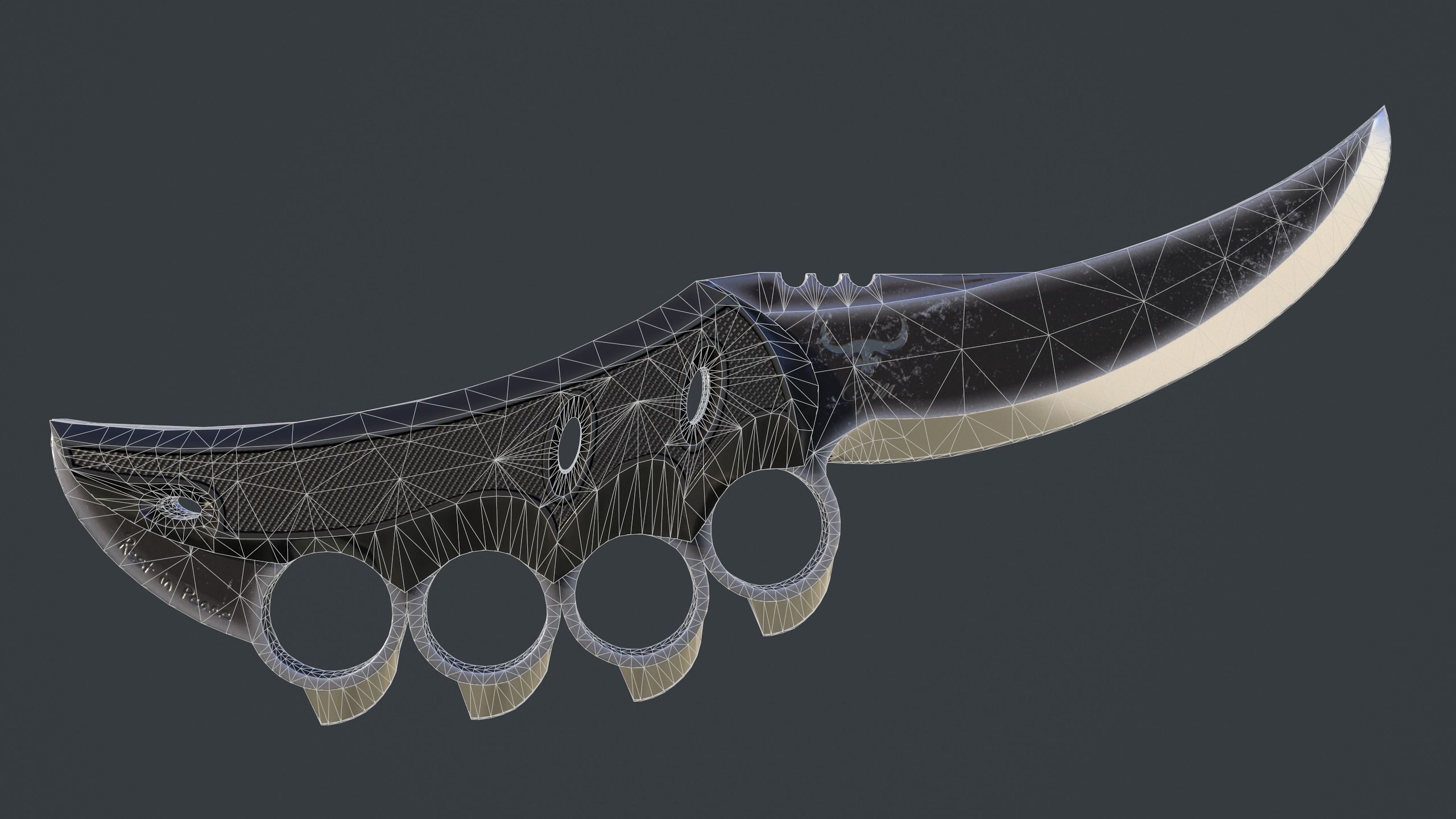 New Design of Knife Low-poly 3D model_8