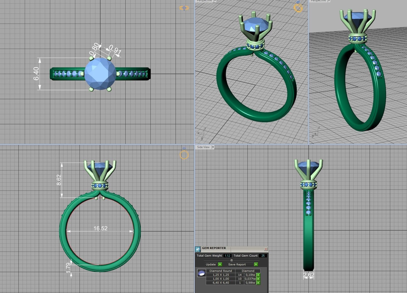 Engagement ring 1CT stone Solitaire ring 3dmodel 3D print model_11