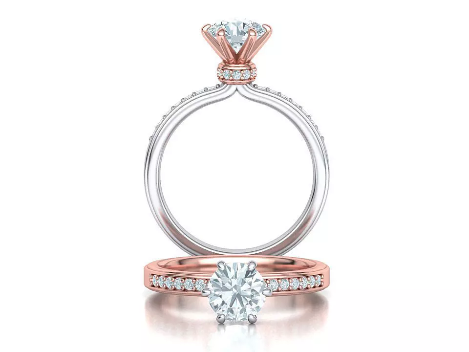 Engagement ring 1CT stone Solitaire ring 3dmodel 3D print model_0