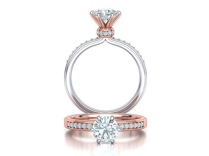 Engagement ring 1CT stone Solitaire ring 3dmodel 3D print model